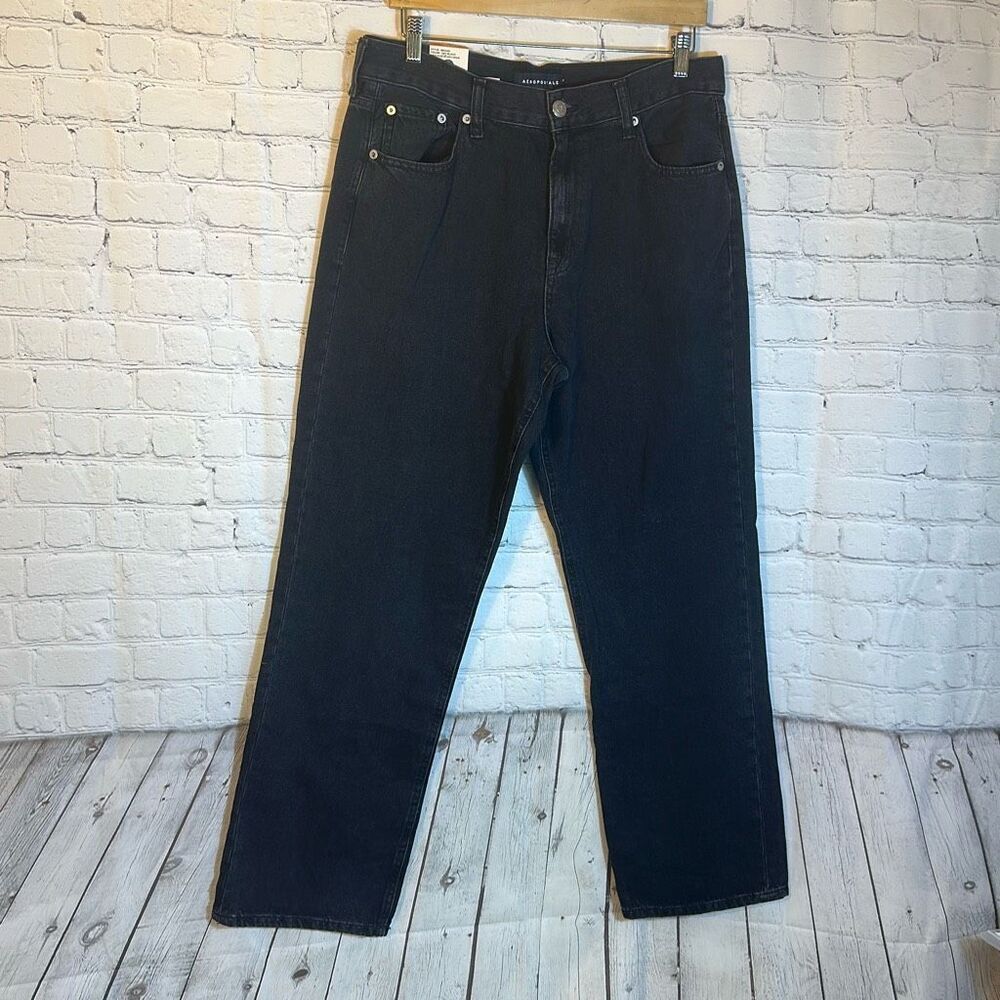 Aeropostale Jeans Womens 12 High‎ Rise Baggy Jean NEW Black